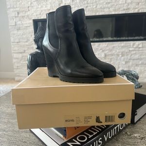 Michael Kors Leather Thea Wedge Bootie Size 8.5